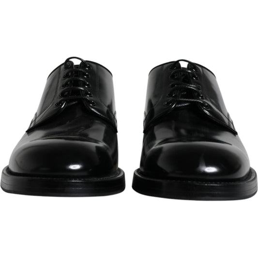 Dolce & Gabbana Black Leather Lace Up Men Derby Formal Shoes Dolce & Gabbana Black