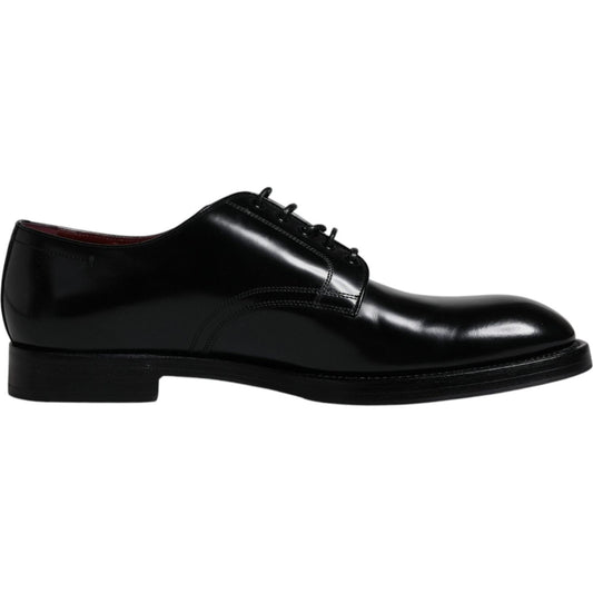 Dolce & Gabbana Black Leather Lace Up Men Derby Formal Shoes Dolce & Gabbana Black