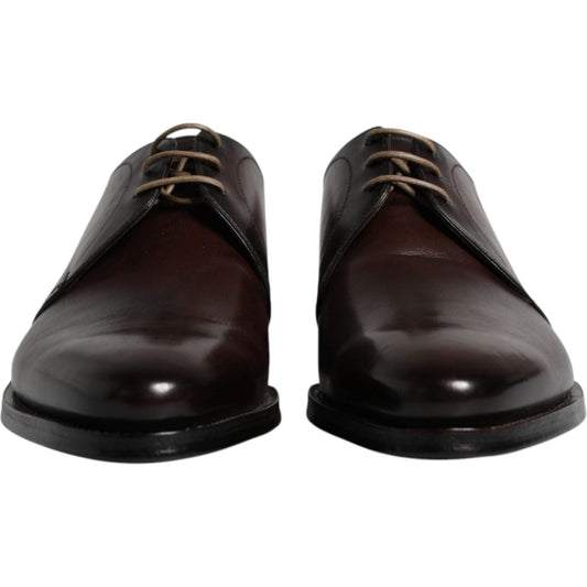 Dolce & Gabbana Black Leather Lace Up Men Derby Formal Shoes Dolce & Gabbana Black