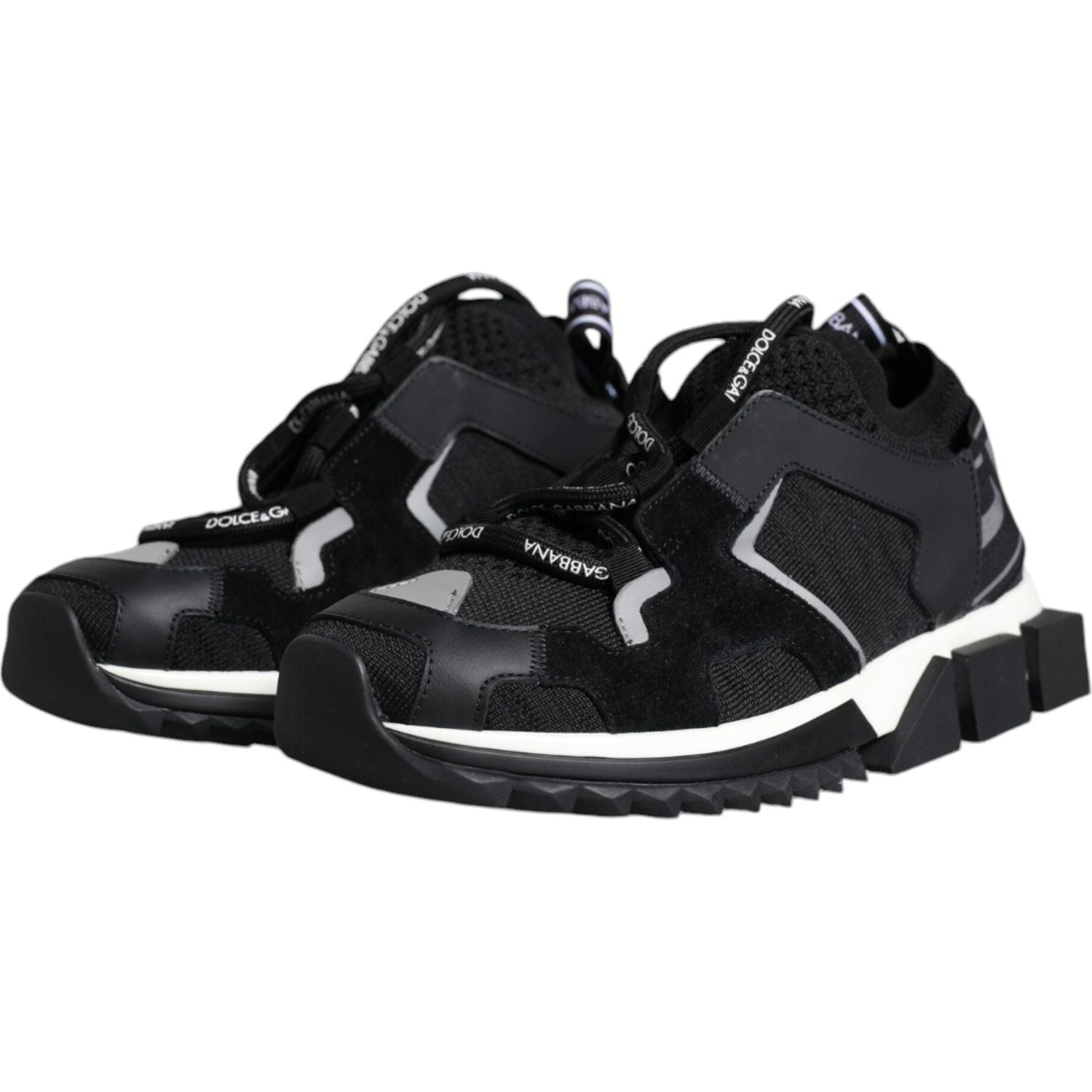 Dolce & Gabbana Black Mesh Sorrento Trekking Sneakers Shoes