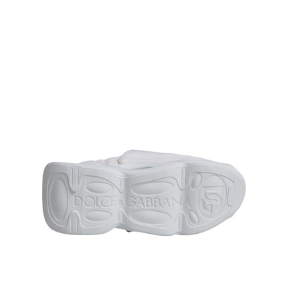 Dolce & Gabbana White Padded Fabric Low Top Sneakers Shoes