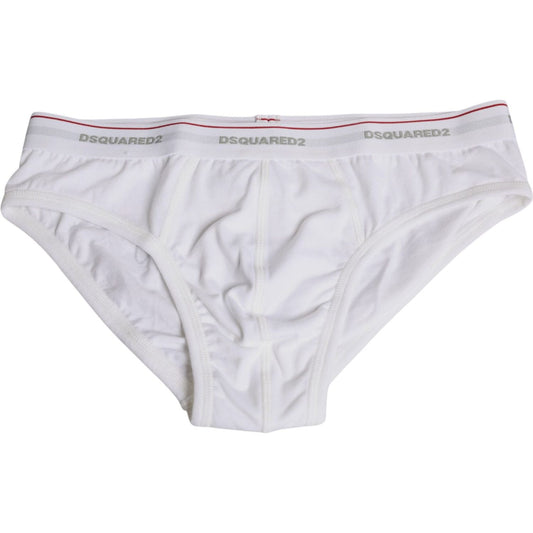 Dsquared² White Cotton Stretch Women Mid Waist Panty Underwear Dsquared² Light Gray