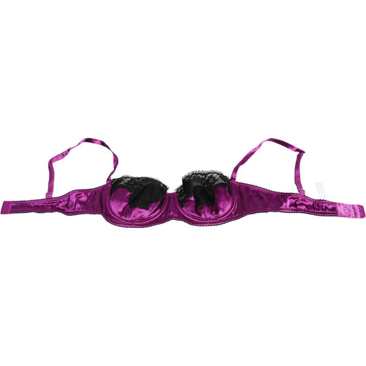 Dolce & Gabbana Purple Silk Underwired Balconette Bra Underwear Dolce & Gabbana Dark Magenta