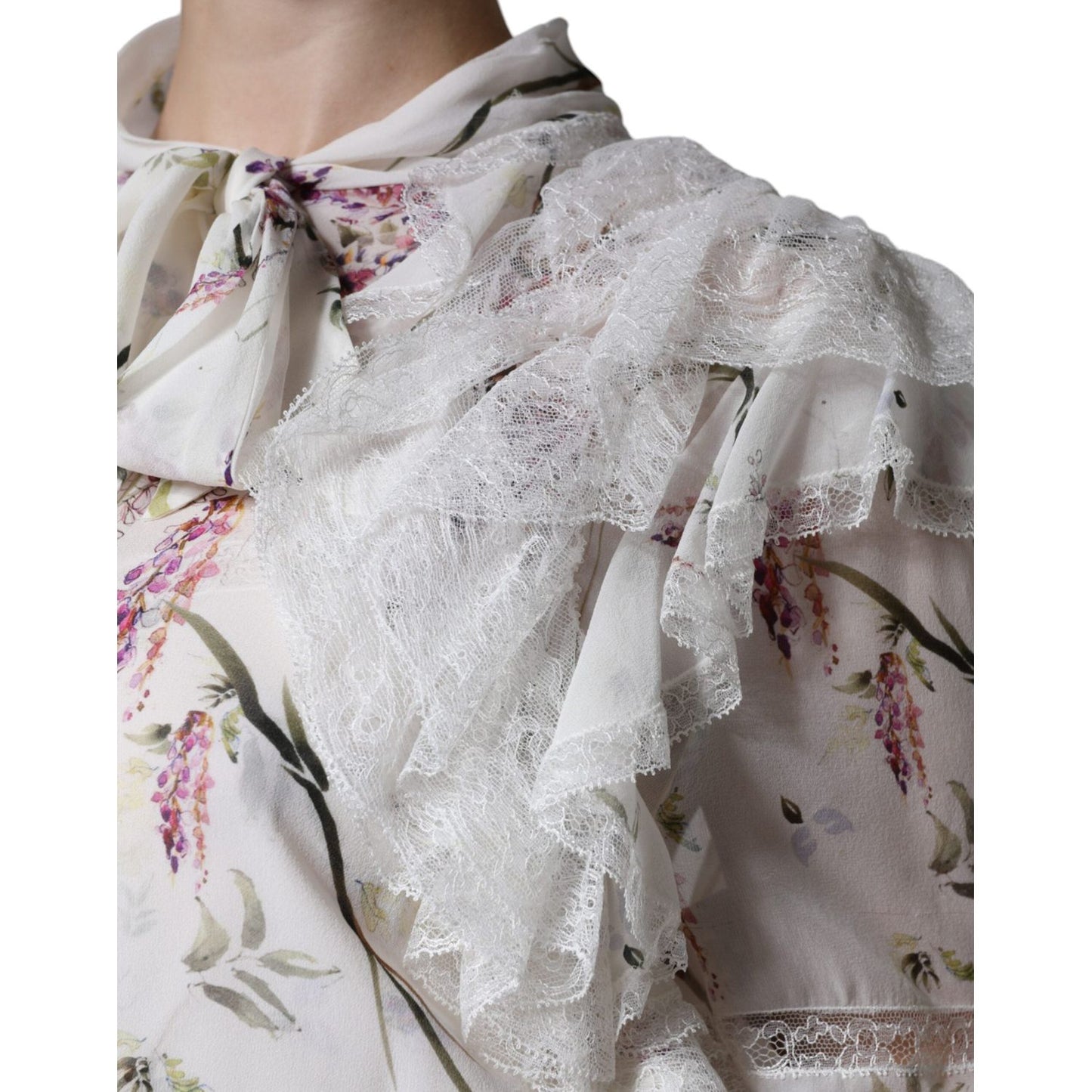 Ermanno Scervino White Floral Ruffles Lace Long Sleeves Maxi Dress Ermanno Scervino Gray