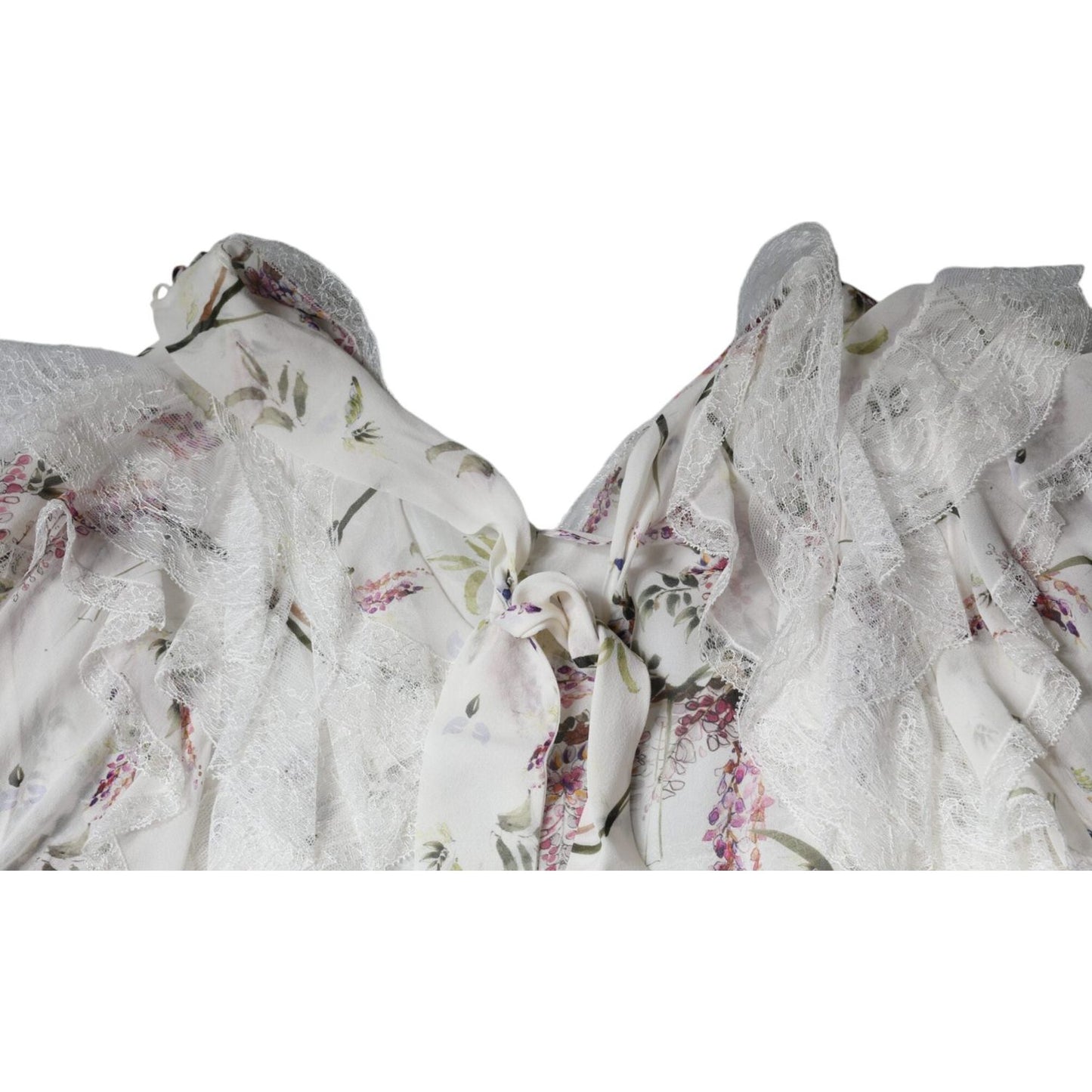 Ermanno Scervino White Floral Ruffles Lace Long Sleeves Maxi Dress Ermanno Scervino Gray