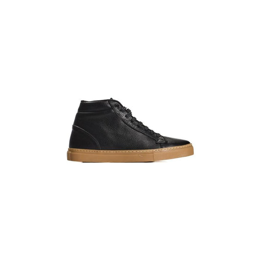 Roberto Pepe Luxury Black Calfskin Men High-Top Sneaker Roberto Pepe Luxury Rosy Brown