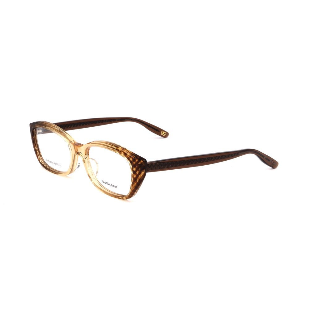 Bottega Veneta Brown Acetate Frames with transparent brown color and classic design, model BV601J5EL, lens/bridge/temple size 52/18/0 mm.