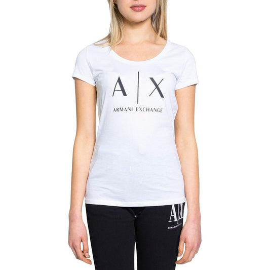 Armani Exchange White Cotton Tops & T-Shirt Armani Exchange Black