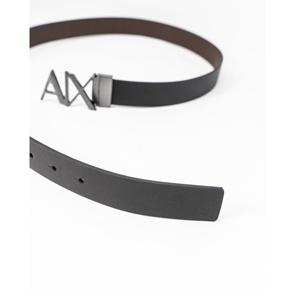 Armani Exchange Black Leather Regular Belt