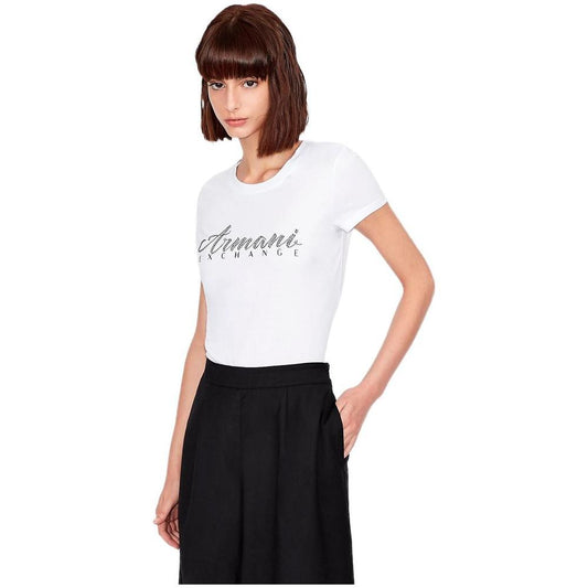 Armani Exchange White Cotton Tops & T-Shirt Armani Exchange Antique White