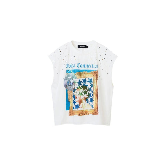 Desigual White Cotton Tops & T-Shirt Desigual Beige