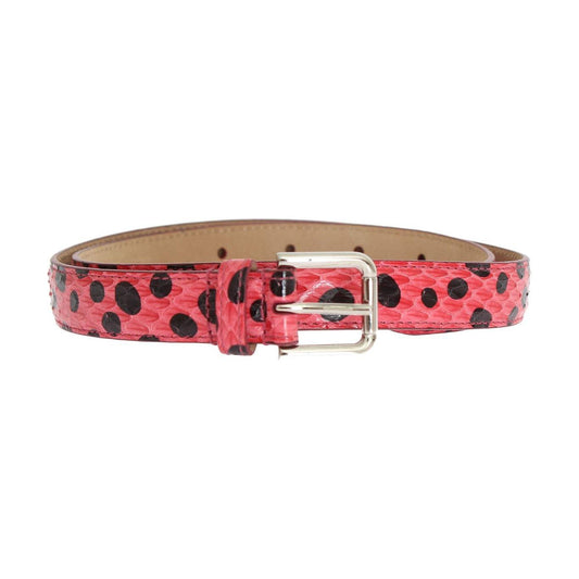 Dolce & Gabbana Polka Dot Snakeskin Belt with Silver Buckle Belt Dolce & Gabbana Pale Violet Red