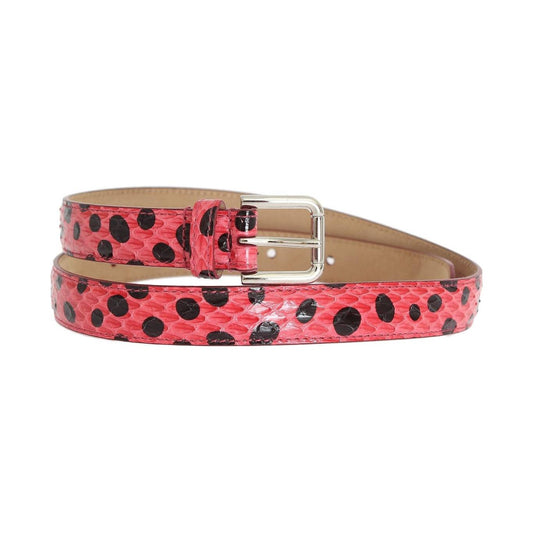 Dolce & Gabbana Polka Dot Snakeskin Belt with Silver Buckle Belt Dolce & Gabbana Pale Violet Red