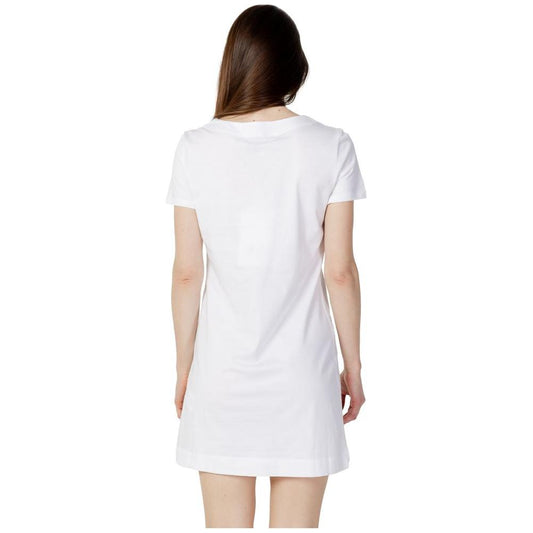 Love Moschino White Cotton Dress Love Moschino Light Gray
