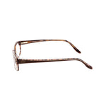 Alt Tag: Side view of Emilio Pucci Brown Plastic Frames, featuring chocolate color, plastic material, and dimensions 51/15/135 mm.