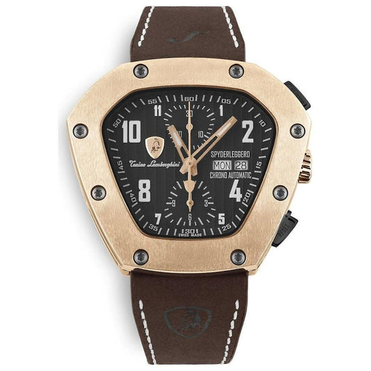 Lamborghini Black Leather Dress Watch