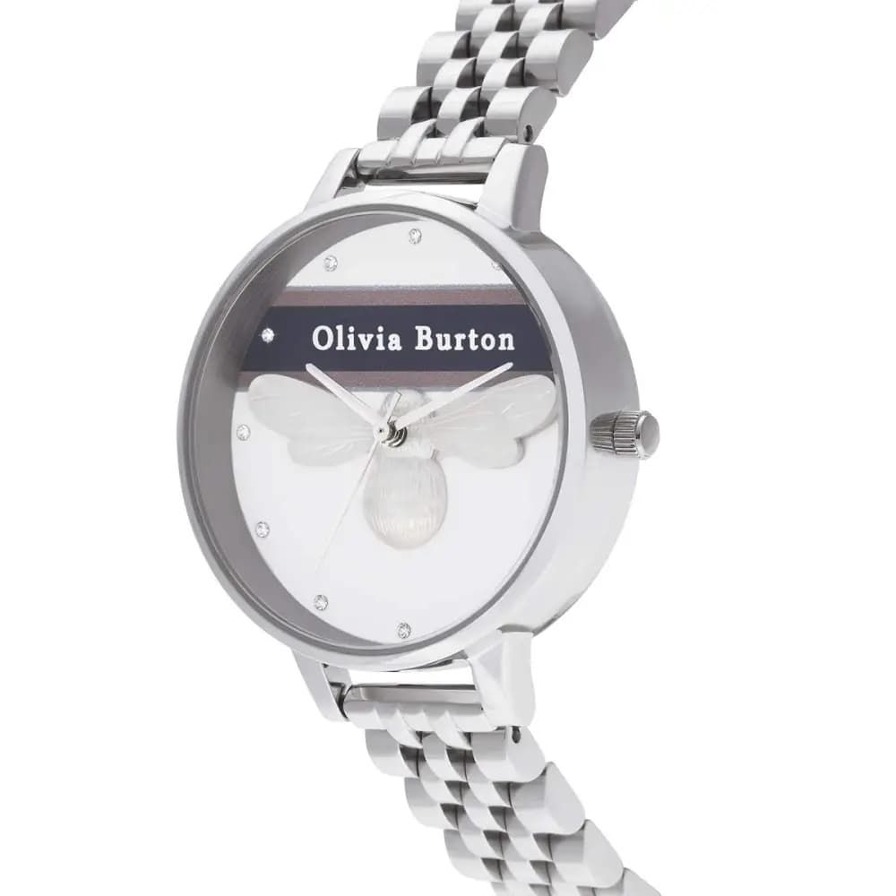 Olivia Burton Silver Stainless Steel Dress Watch