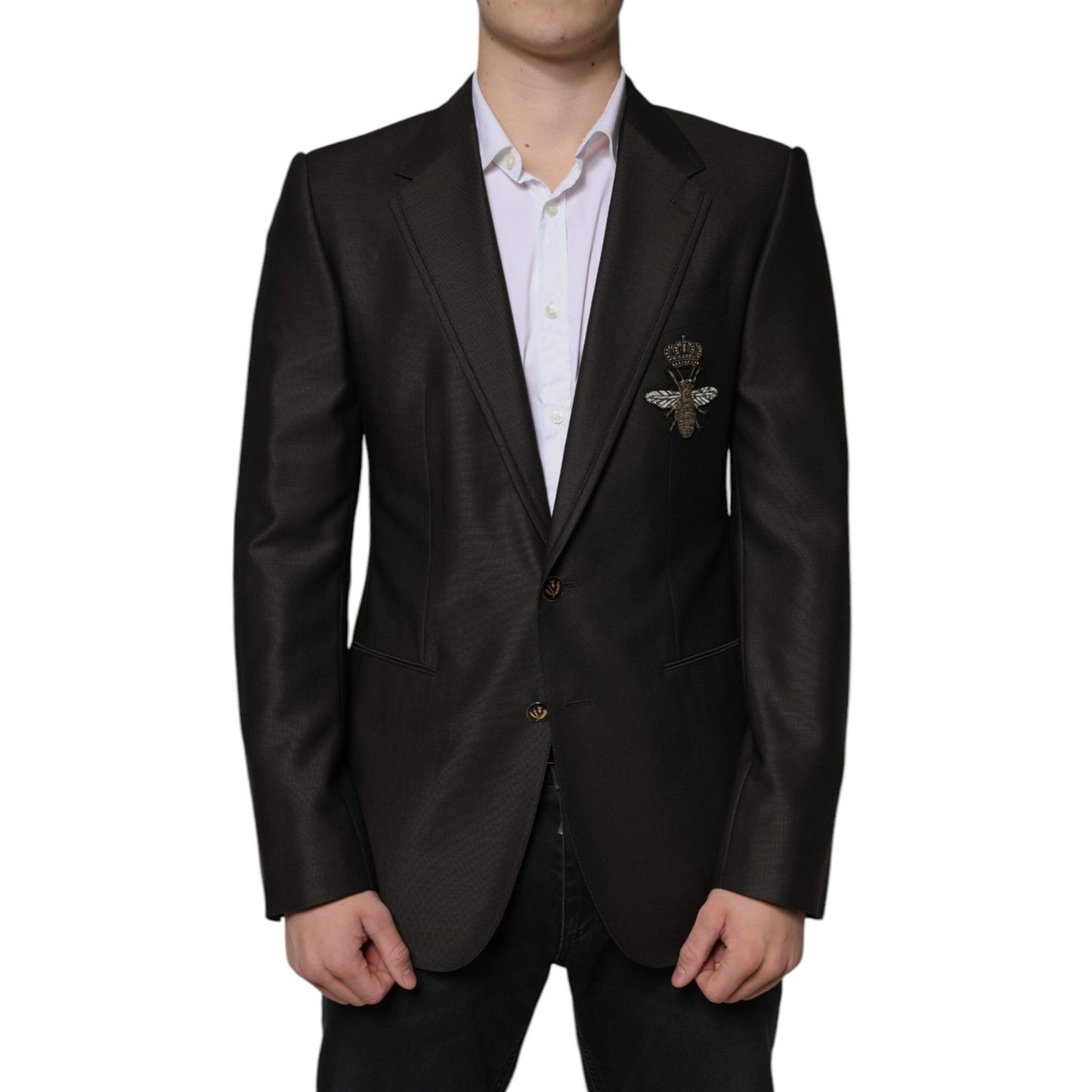 Dolce & Gabbana Blazer Brown Green Bee Wool Jacket Coat