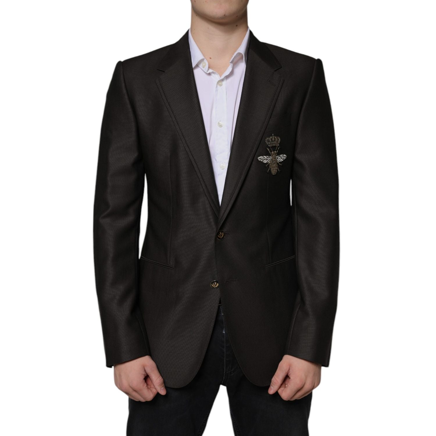 Dolce & Gabbana Blazer Brown Green Bee Wool Jacket Coat