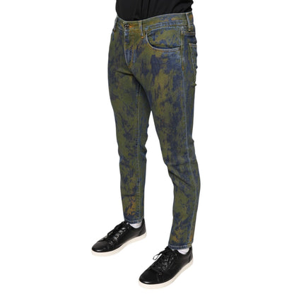 Dolce & Gabbana Blue Cotton Dye Slim Fit Men Denim Jeans