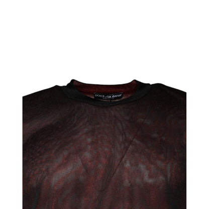 Dolce & Gabbana Maroon Polyester Crew Neck Pullover Sweater Dolce & Gabbana