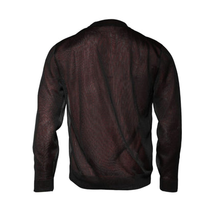 Dolce & Gabbana Maroon Polyester Crew Neck Pullover Sweater Dolce & Gabbana