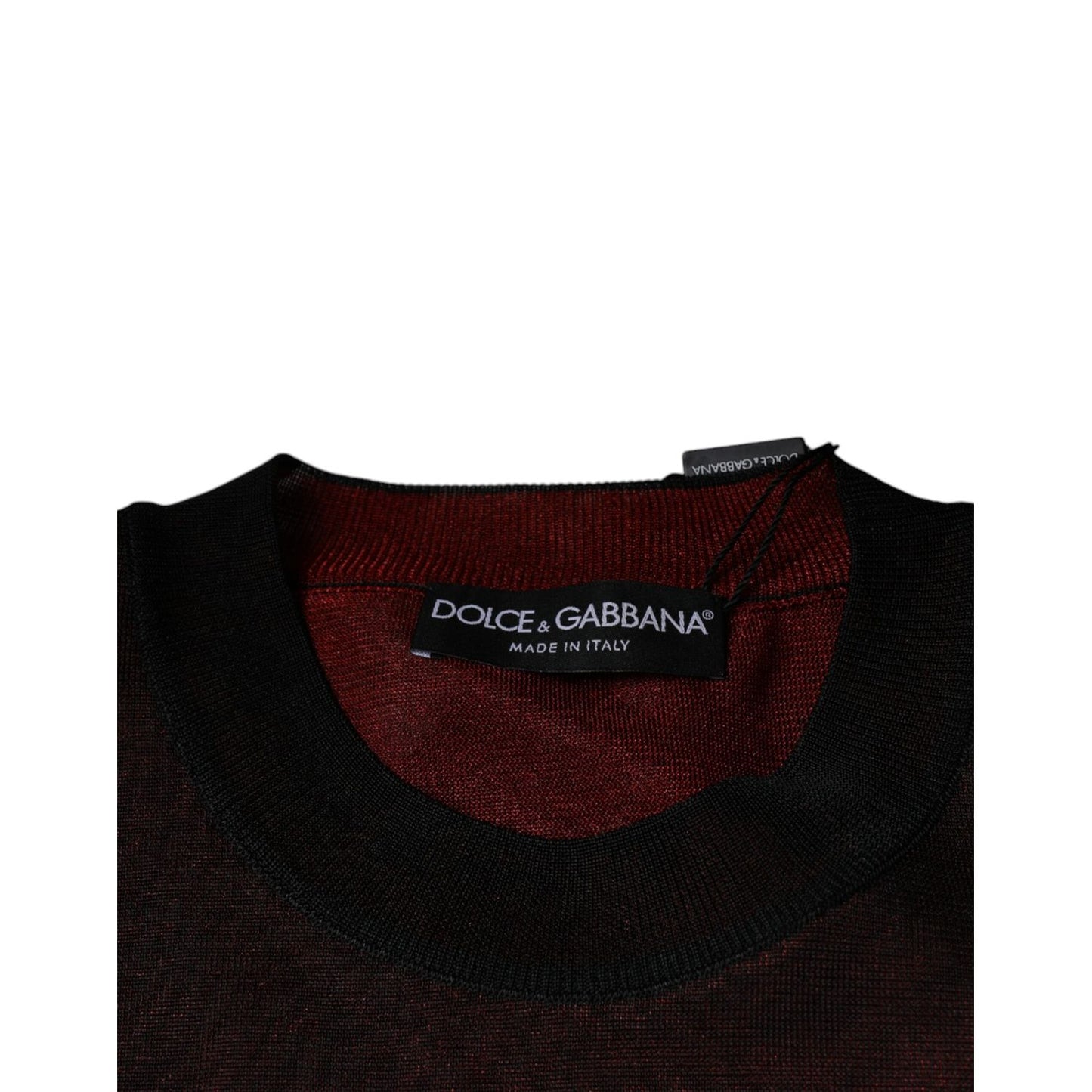 Dolce & Gabbana Maroon Polyester Crew Neck Pullover Sweater Dolce & Gabbana