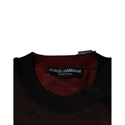 Dolce & Gabbana Maroon Polyester Crew Neck Pullover Sweater Dolce & Gabbana