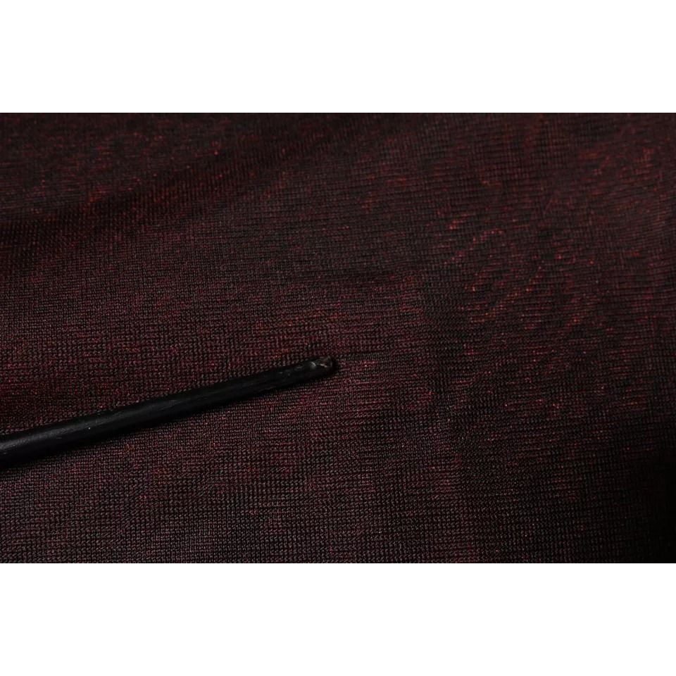 Dolce & Gabbana Maroon Polyester Crew Neck Pullover Sweater Dolce & Gabbana