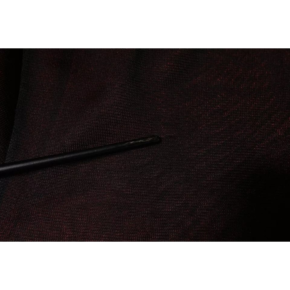 Dolce & Gabbana Maroon Polyester Crew Neck Pullover Sweater Dolce & Gabbana