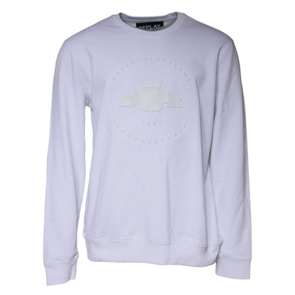 Replay White Embossed Logo Crew Neck Men Sweatshirt Sweater Replay