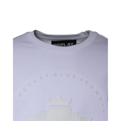 Replay White Embossed Logo Crew Neck Men Sweatshirt Sweater Replay