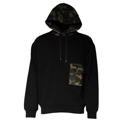Dolce & Gabbana Black Camouflage Hooded Sweatshirt Sweater