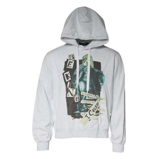 Dolce & Gabbana White Caesar Cotton Hooded Pullover Sweater