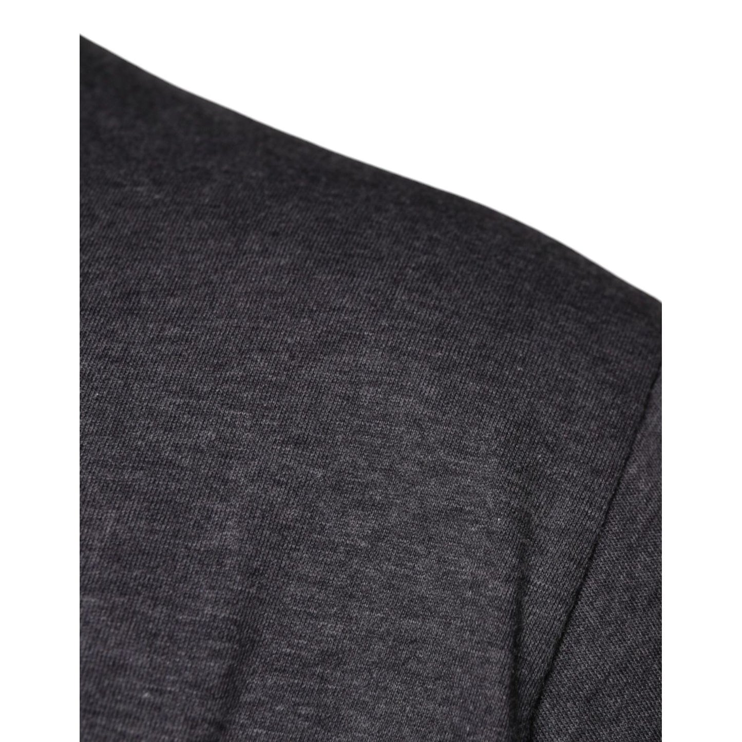 Dolce & Gabbana Gray Logo Patch Cotton Crew Neck T-shirt