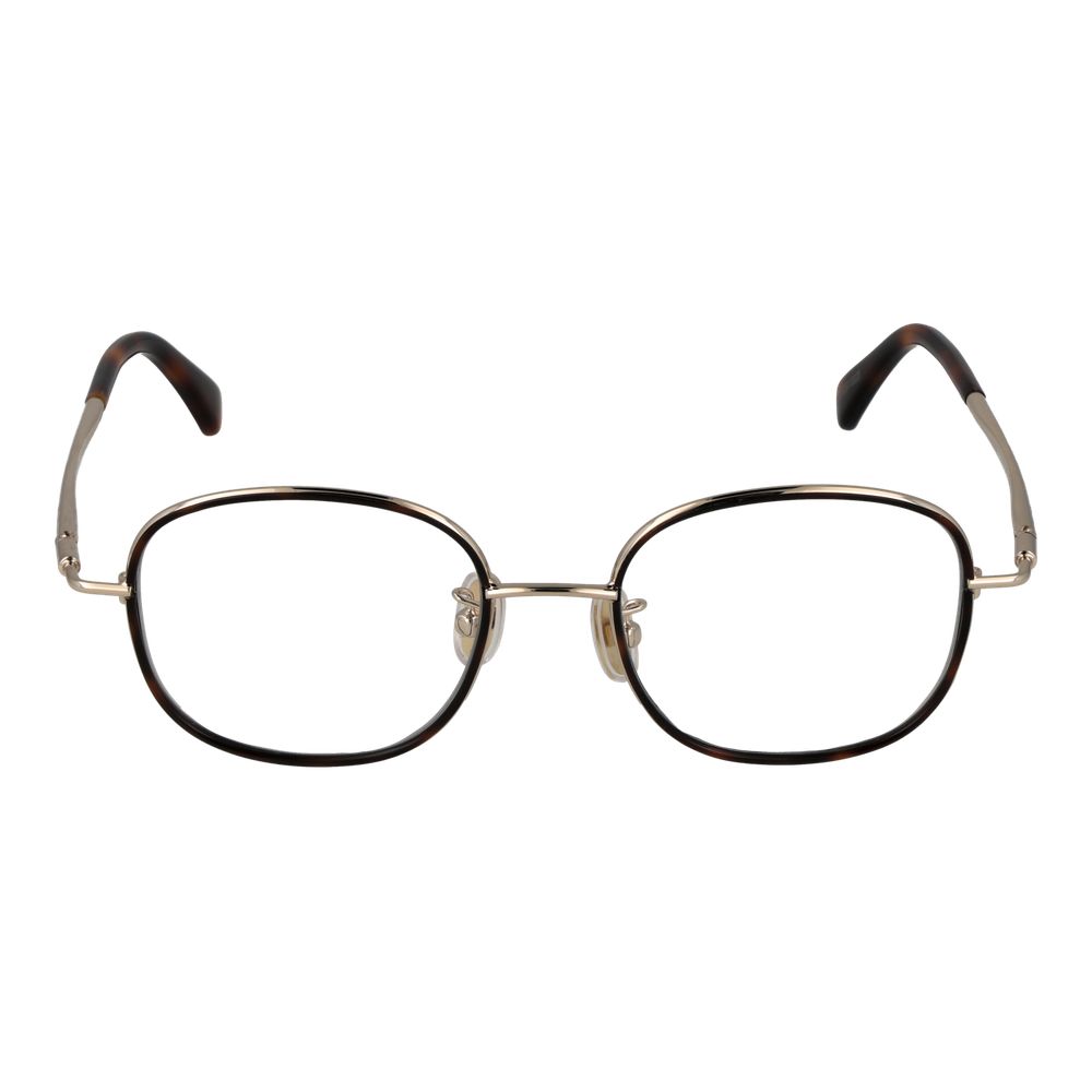 Max Mara Brown Women Glasses Frame, metal round full-rim with demo lenses, elegant eyewear style.