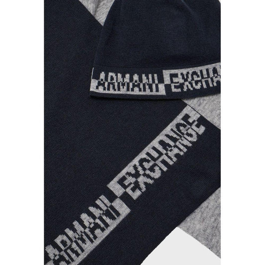 Armani Exchange Blue Wool Scarf Armani Exchange Black