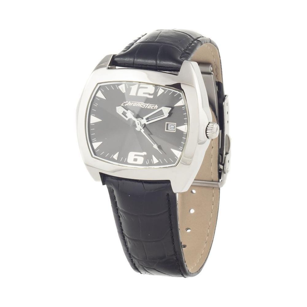 Chronotech Black Leather Watch