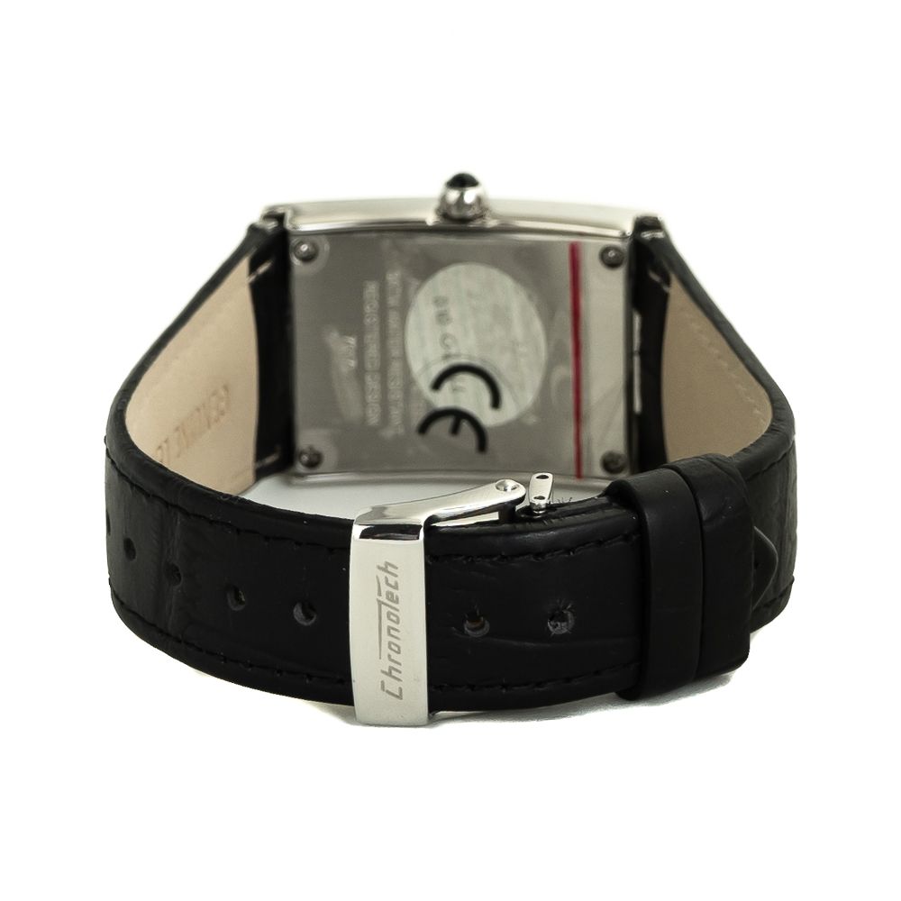 Chronotech Black Leather Dress Watch