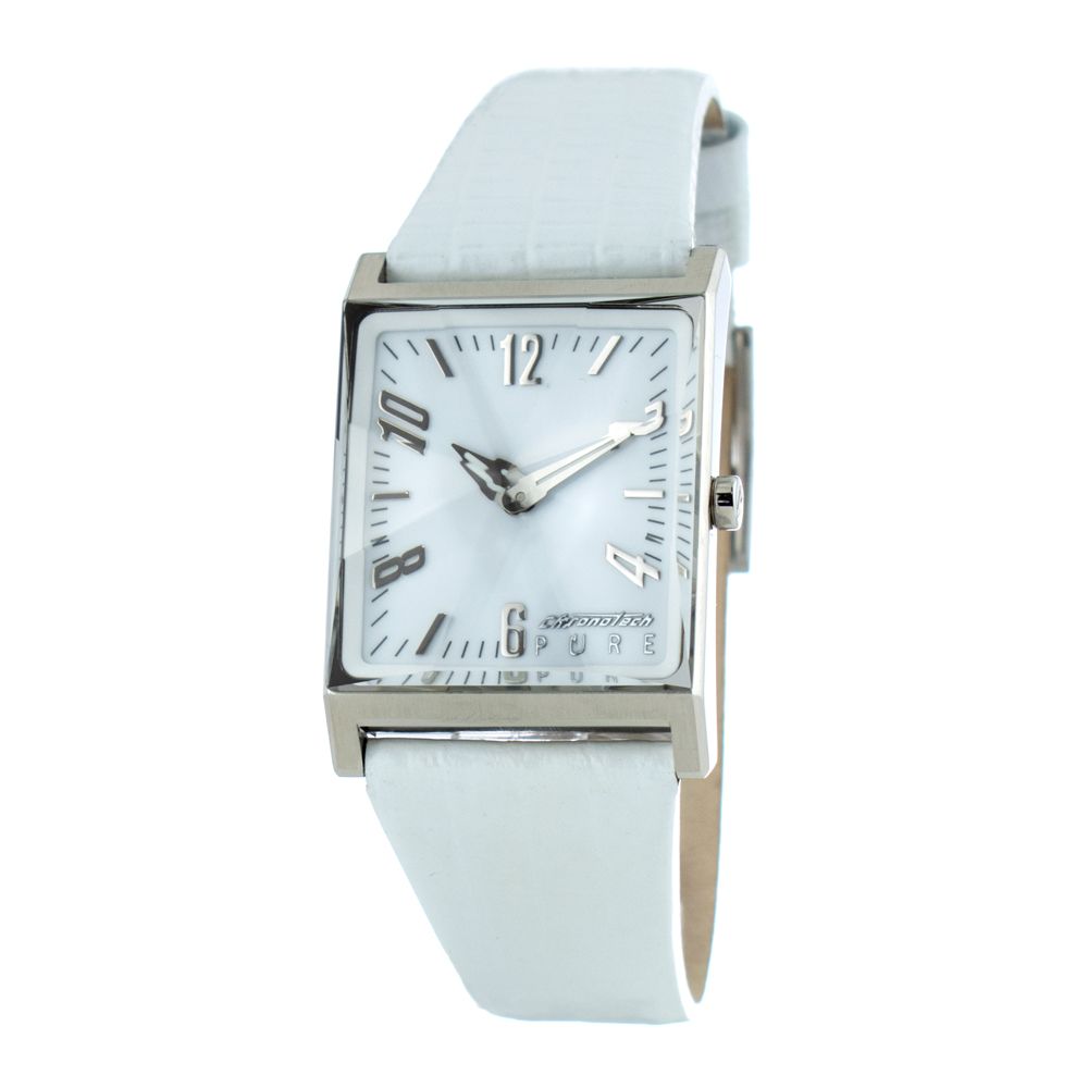 Chronotech White Leather Dress Watch