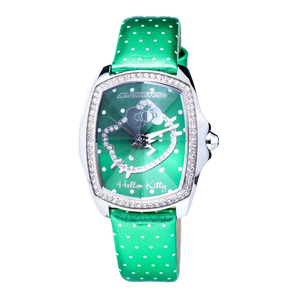 Chronotech Green Leather Dress Watch