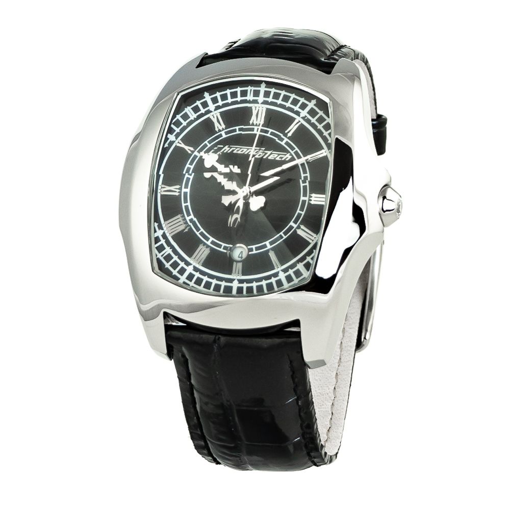 Chronotech Black Leather Dress Watch