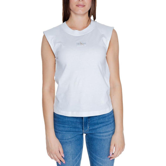 Calvin Klein Jeans White Cotton Tops & T-Shirt Calvin Klein Jeans Light Gray