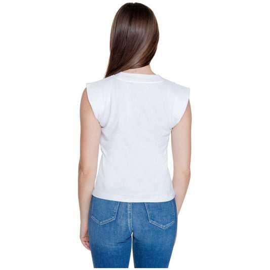 Calvin Klein Jeans White Cotton Tops & T-Shirt Calvin Klein Jeans Light Gray