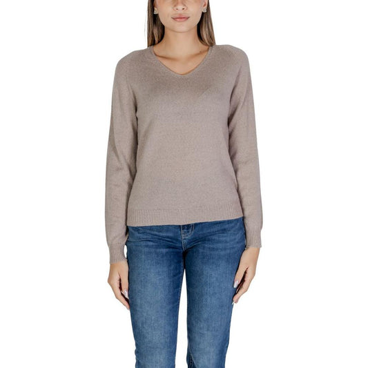 Sandro Ferrone Gray Merino Wool Tops & T-Shirt Sandro Ferrone Rosy Brown