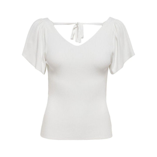 Only White Polyamide Tops & T-Shirt Only Light Gray