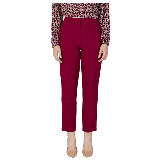 Vila Clothes Bordeaux Polyester Jeans & Pant Vila Clothes Dark Red