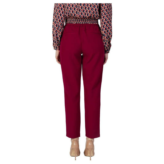 Vila Clothes Bordeaux Polyester Jeans & Pant Vila Clothes Dark Red