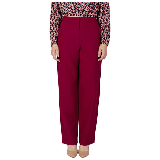 Vila Clothes Bordeaux Polyester Jeans & Pant Vila Clothes Dark Red
