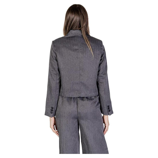 Jacqueline De Yong Gray Polyester Suits & Blazer Jacqueline De Yong Dim Gray